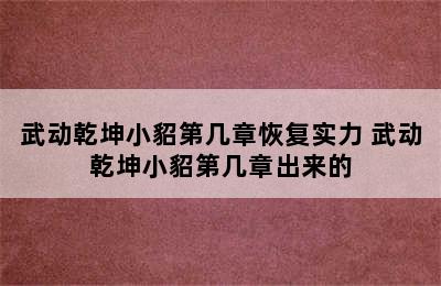 武动乾坤小貂第几章恢复实力 武动乾坤小貂第几章出来的